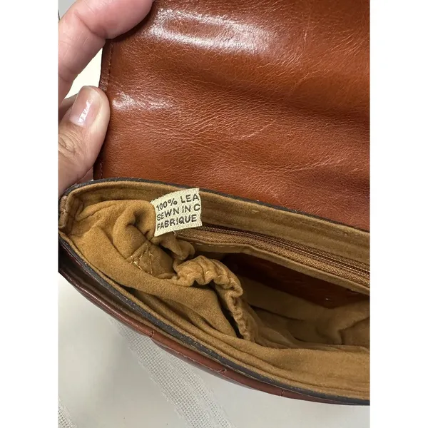 Patricia Nash Corfu Quilted Leather Crossbody Bag Purse Cognac Brown Oil-Waxed - Image 12