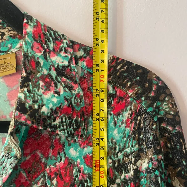 NWT Wrangler Pink Blue Deadstock Shimmer Snakeskin Button Down Women size Large - Image 10