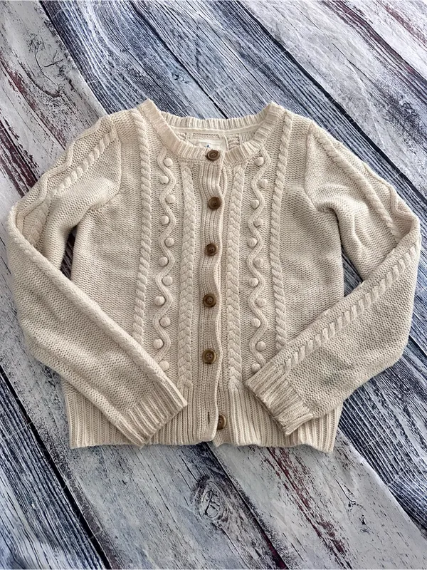 Vintage Y2K Aerie Cream Cable-Knit Button Wool Blend Cardigan Sweater - Image 2