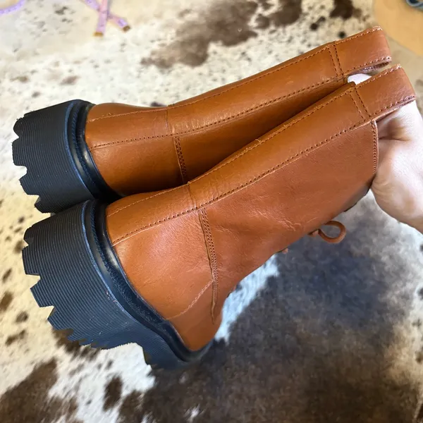 MADEWELL The Rayna Lace-Up Boot In‎ Leather English Saddle Size 9.5 Brown - Image 5