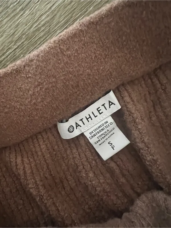 Athleta felicity ribbed Wide Leg Pants Brown Stretchy Knit Relaxed Athleisure - Image 7