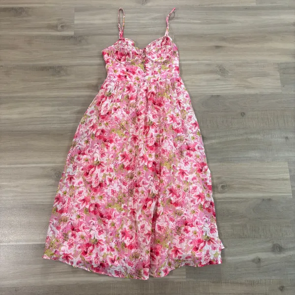 Astr the Label Ferreira Bustier Midi Dress Bright Floral Pink Women Size Small - Image 3