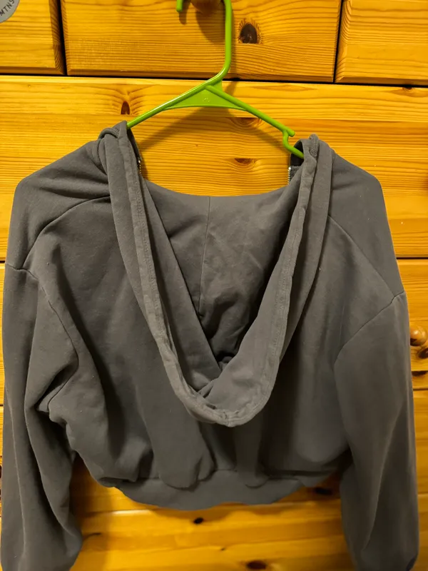 Grey Cropped Zip Up Size M - Image 2
