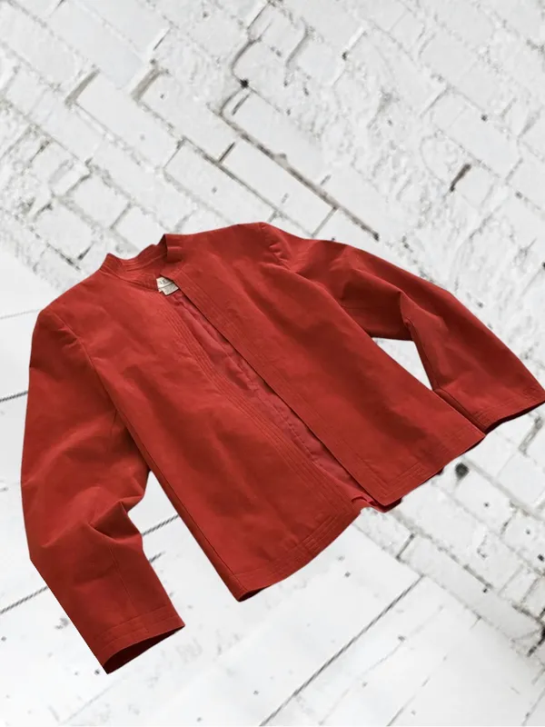 70’s retro Red Ultrasuede jacket with a boho vibe, size M - Image 4