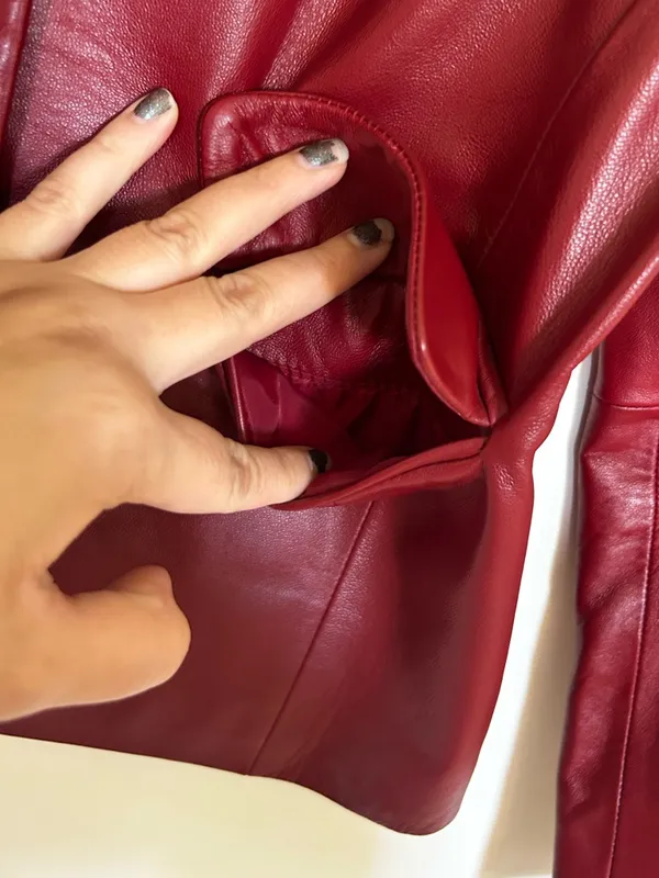 Margaret Godfrey‎ Red Genuine Leather Jacket Size Medium - Image 4