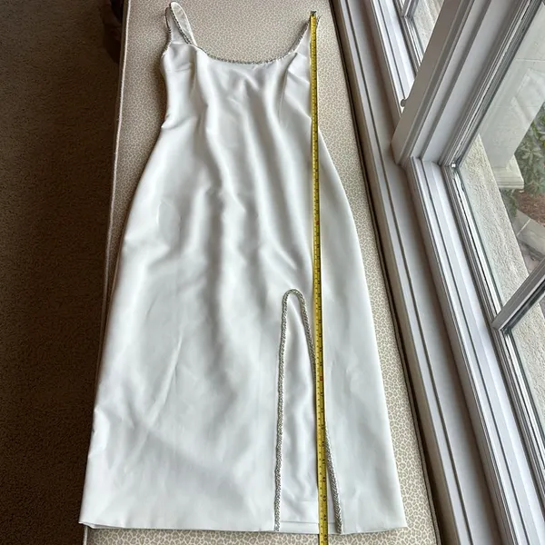 New Likely White Dressy MIDI Dress Lined with beaded trim size 10 - Image 16