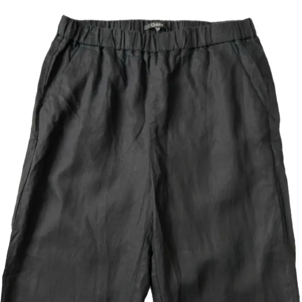 Quince 100% European Linen Wide Leg Elastic Waist Ankle Pants Black Size Large - Image 3