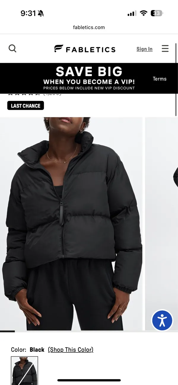Fabletics Wander Puffer Jacket Cropped - Image 3