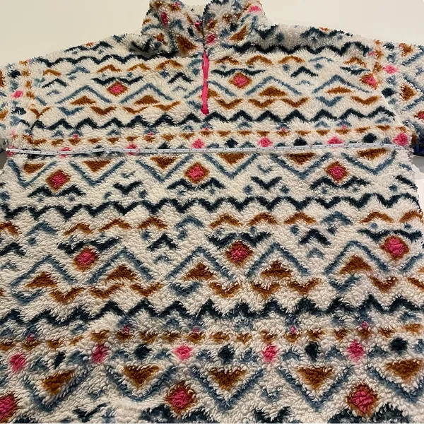 Eddie Bauer 1/4 Zip Up Collared Fleece Pull Over Size Large Aztec Southwest - Image 10