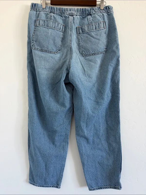 Madewell Pull-On Relaxed Jeans Large Beswick Wash High Rise Cotton Hemp NG366 - Image 3