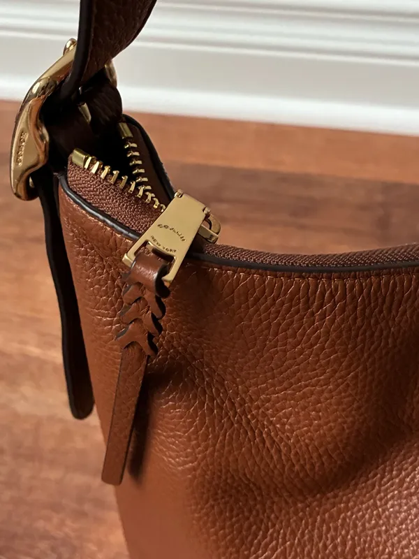 Coach Val Leather Crossbody Duffle Bag, Redwood Brown / Gold, C2818 - Image 11