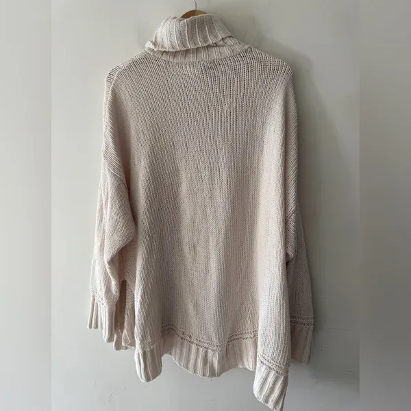 Aerie White Chunky Oversized Chenille Knit Turtleneck Sweater‎ XL - Image 5