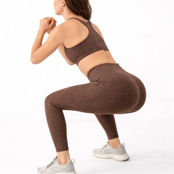 Athleta Brown High Rise Leggings S Side Pockets Athletic Yoga - Image 3