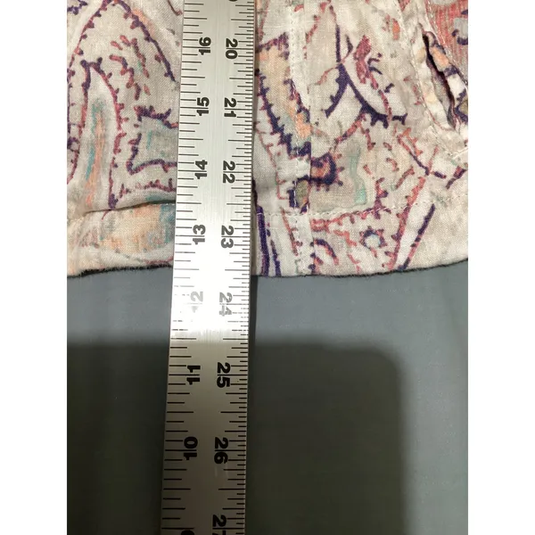 Chicos 100% Linen Paisley Zip Front Jacket Pink Purple Orange Size 2 L Large - Image 8