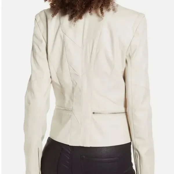 Blank NYC Faux Leather Moto Jacket Cream Small - Image 2