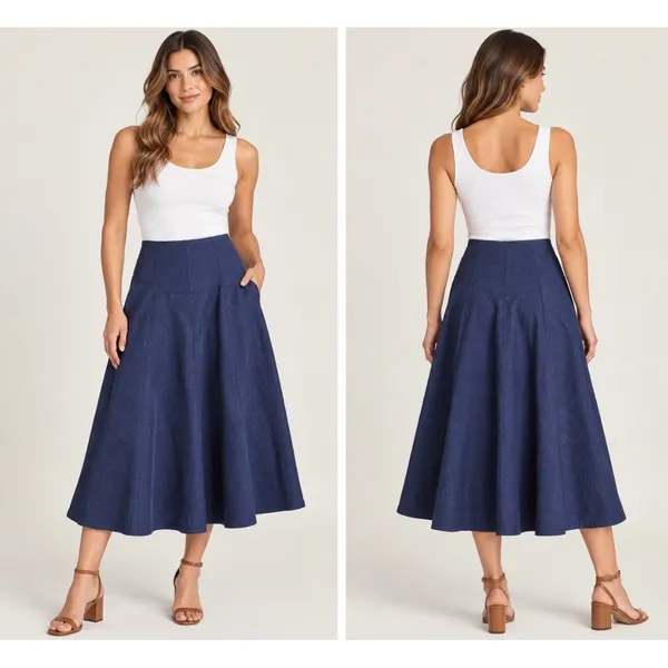 Maeve Anthropologie Sevigny Midi Skirt Navy Blue Textured Polka Dot Size 0 - Image 2