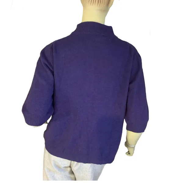 Grace Purple Cashmere Knit Mock Neck Short Sleeve Pull Over Sweater (Xl) - Image 4