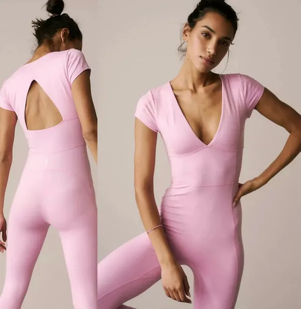 NWT Free People Movement New Wave Onesie Jumpsuit in pink. Size Large - Image 2