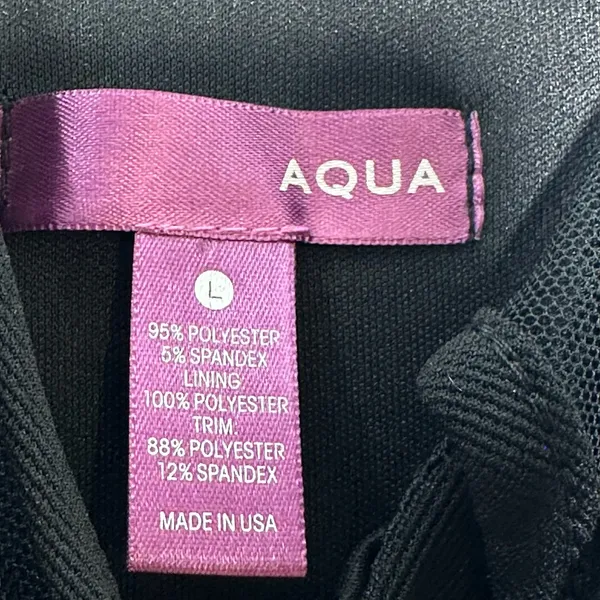 AQUA Black Sleeveless Mesh Yoke Cutout Fit and Flare Skater Dress‎ Large USA - Image 3