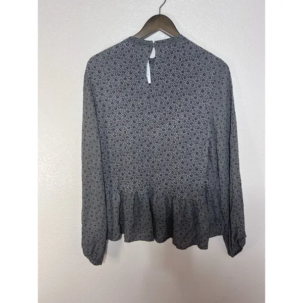 LOFT Large Blouse Floral Retro Ballon Long Sleeve High Neck NEW Preppy Career - Image 3