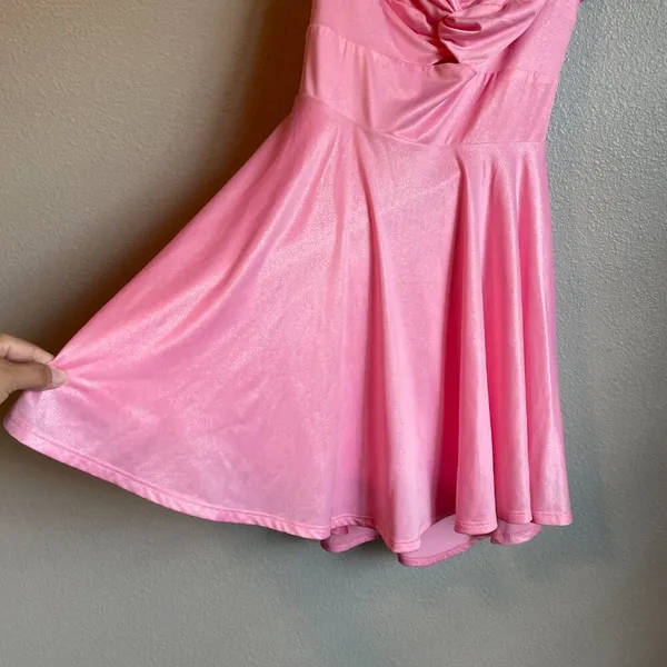 Lucy in the Sky Dress Pink Large Shimmer Sleeveless Tie Back Mini Homecoming - Image 6