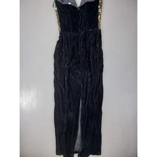 Gunne Sax‎ Dress Women 9 Black Gold Sequin Velvet Vintage 80s Prom Gown Formal - Image 3