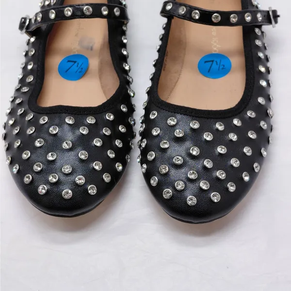 House of Harlow Mary Jane Ballet Flats Size 7.5 Black Rhinestone Y2K Glam Shoes - Image 3