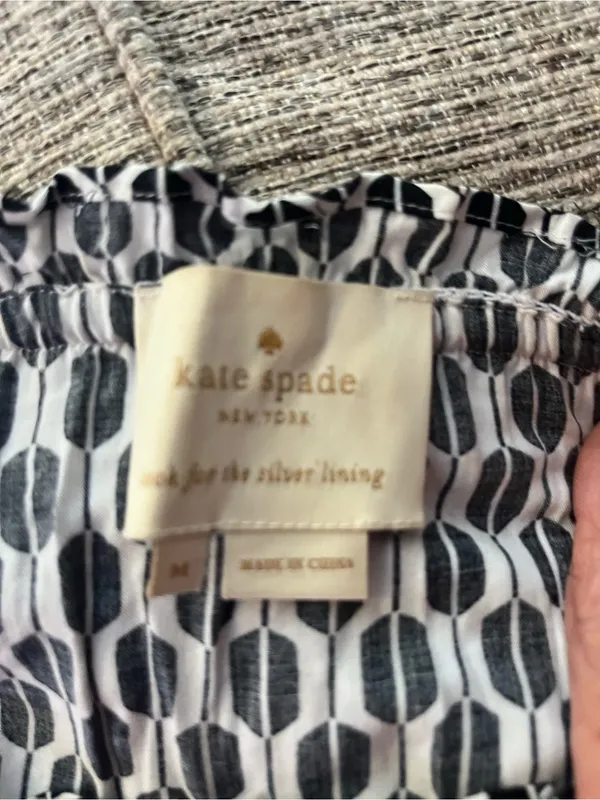 kate spade Black and‎ White Geometric Off-Shoulder Dress - Image 4