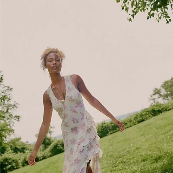 Free People Cream Sleeveless V-Neck Maxi Sundress - Image 3