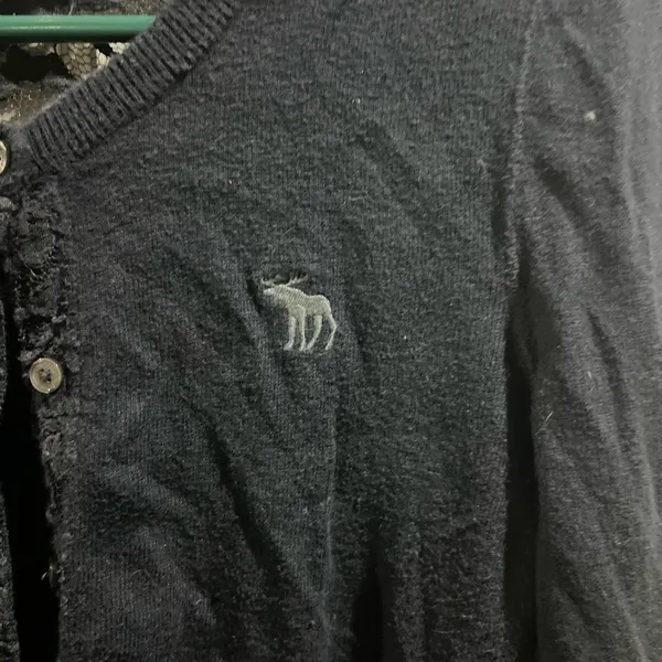 Navy y2k Abercrombie and Fitch cardigan lace back size large - Image 2