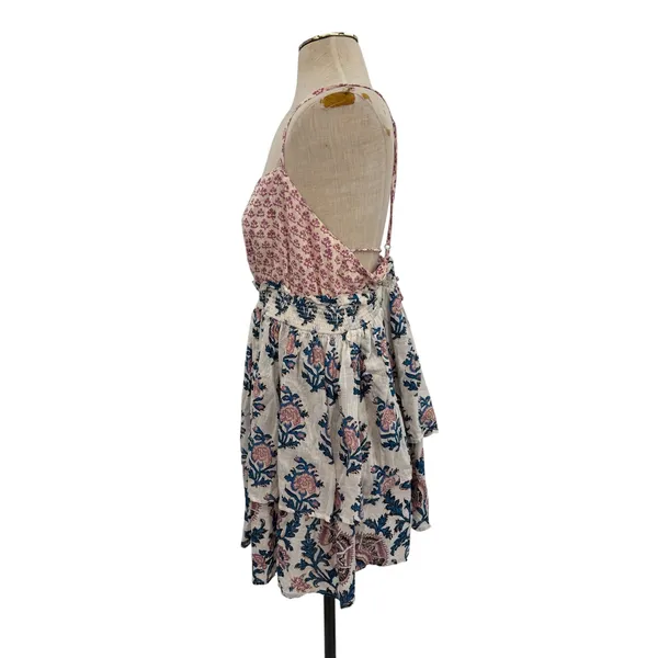 Anthropologie Celandine Straight Neck Tiered Floral Smocked Mini Dress XL - Image 6