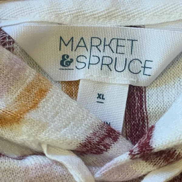 Market & Spruce hoodie women’s XL cream maroon orange stripe front pocke… - Image 2