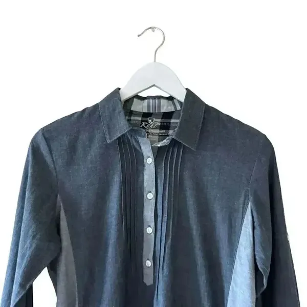 Kuhl Kiley Vintage Indigo Sail Blue Chambray Denim Tie Waist Dress SZ S #1848 - Image 8