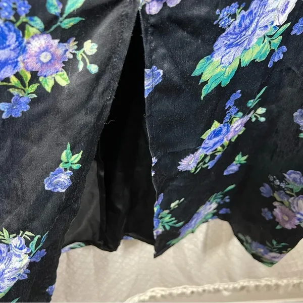 Revolve WeWoreWhat Cottagecore Black Blue Floral Satin Lace Midi Slip‎ Dress - Image 3