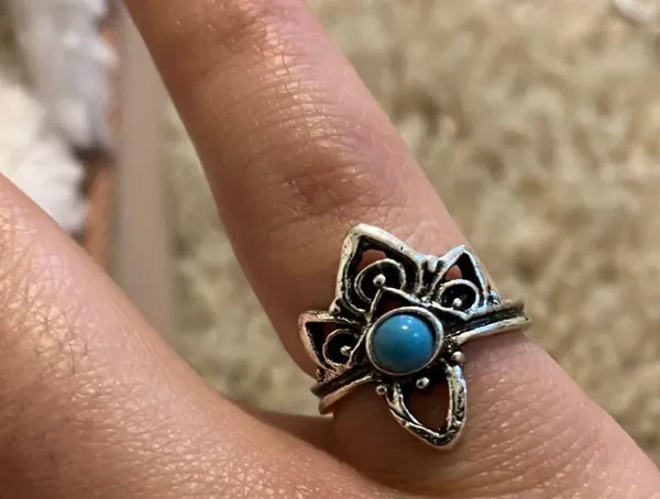 Silver Vintage Bohemian Lotus Flower Ring - Image 2