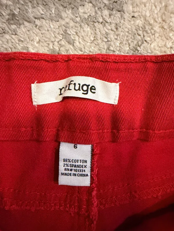 Refuge Red Denim Cutoff Shorts - Image 6