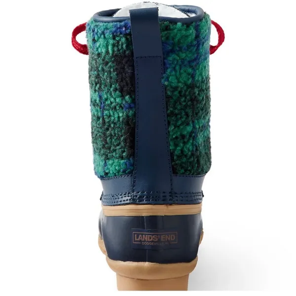 Lands' End NWT Insulated Sherpa Fleece Lined Duck Boots Evergreen Blackwatch Plaid - Image 4