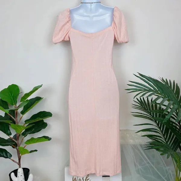 Bellevue the Label Pink Casual Rita Short Sleeve Midi Dress Small NWT - Image 4