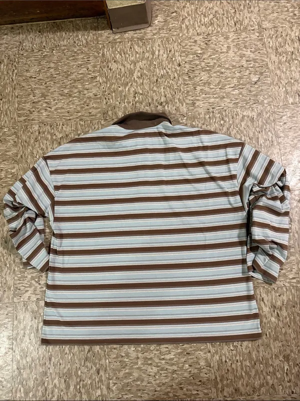 Lovers + Friends Rowan Rugby Top en Blue & Brown Stripe - Image 6