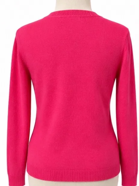 Boden Hot Pink Fuchsia Crewneck Sweater Medium Long Sleeve - Image 3
