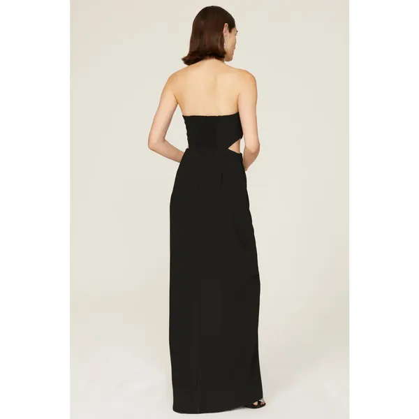 Amanda Uprichard Sz Medium M 6 8 Black Kloss Strapless Cut Out Slit Maxi Gown - Image 3