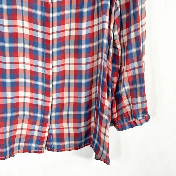 Madewell Broadway & Broome Size Large Top Pemberley Blouse‎ Silk Plaid 1236 - Image 5