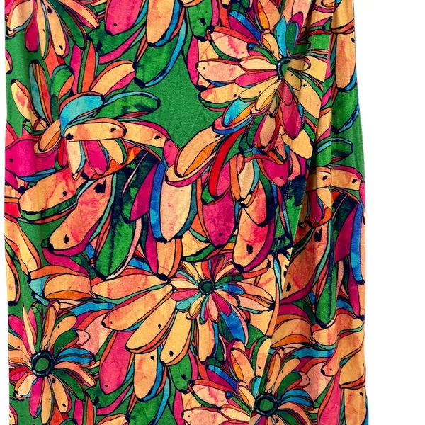 Anthropologie Farm Rio Getaway Midi Skirt Tropical Print Green Pink Size‎ Small - Image 6