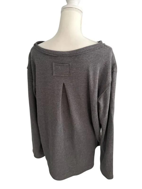POL Gray Henley Soft Long Sleeve Top Size Large - Image 5