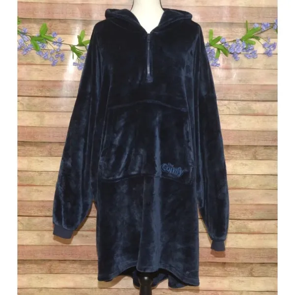 The Comfy Original Quarter-Zip Wearable Blanket Navy Blue One Size SO Soft Cozy - Image 5