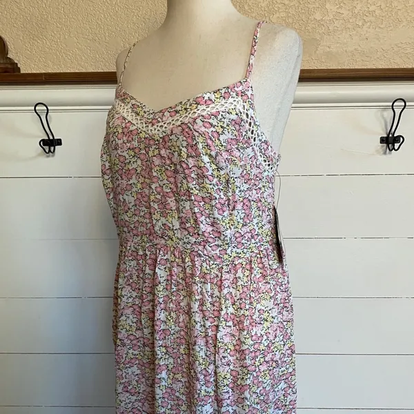 Scoop Ruffle Hem Sleeveless Midi Dress Multi Dainty Floral cottage M 8-10‎ NWT - Image 6