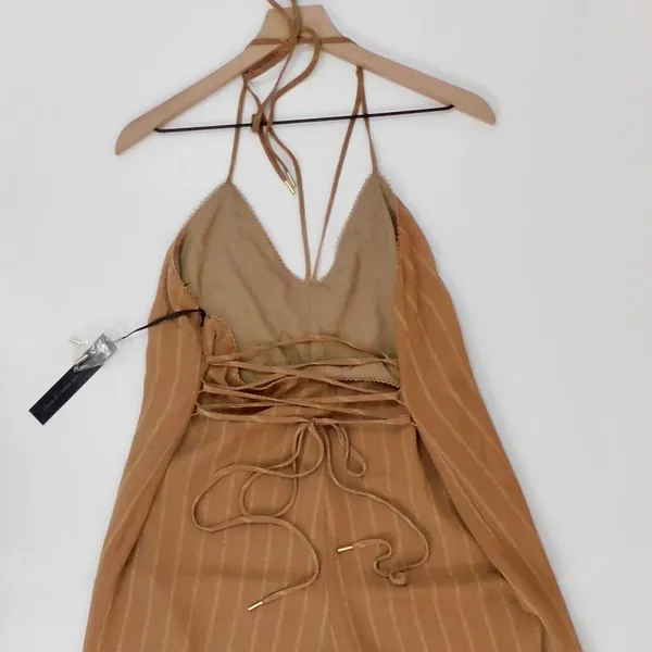 NWT!! HOUSE OF HARLOW 1960 x Revolve‎ Paolo Jumpsuit Tawny Brown Festival Large - Image 9