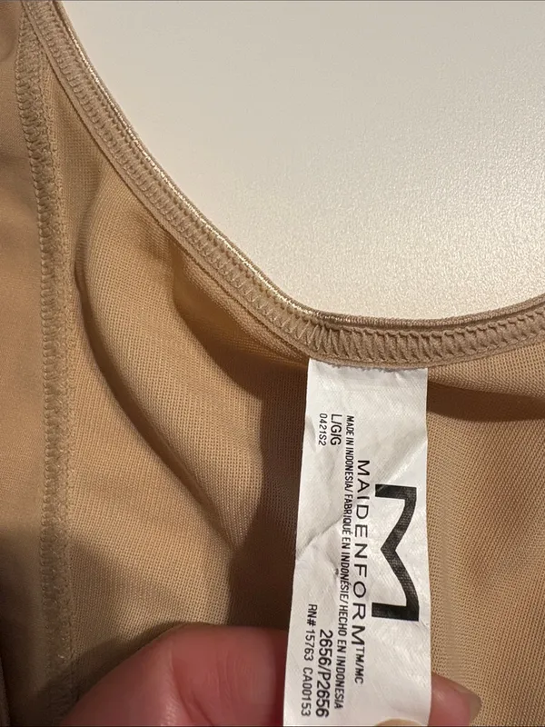 Maidenform Ultimate Instant Slimmer Open Bust Bodysuit (Style #2656) Beige large - Image 3