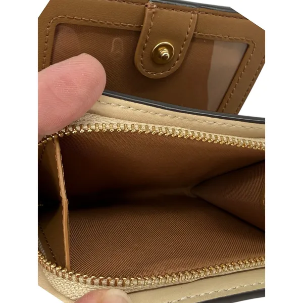Coach Snap Wallet Signature Bifold Monogram Print‎ Khaki Chalk Neutral Designer - Image 5