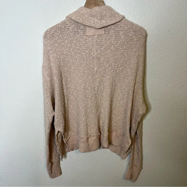 Free People We The Free Tommy Turtleneck Textured Sweater Toasted Almond Beige M - Image 7